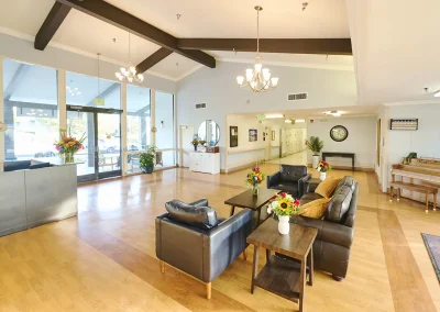 The lobby with seating areas in Shoreline Care Center